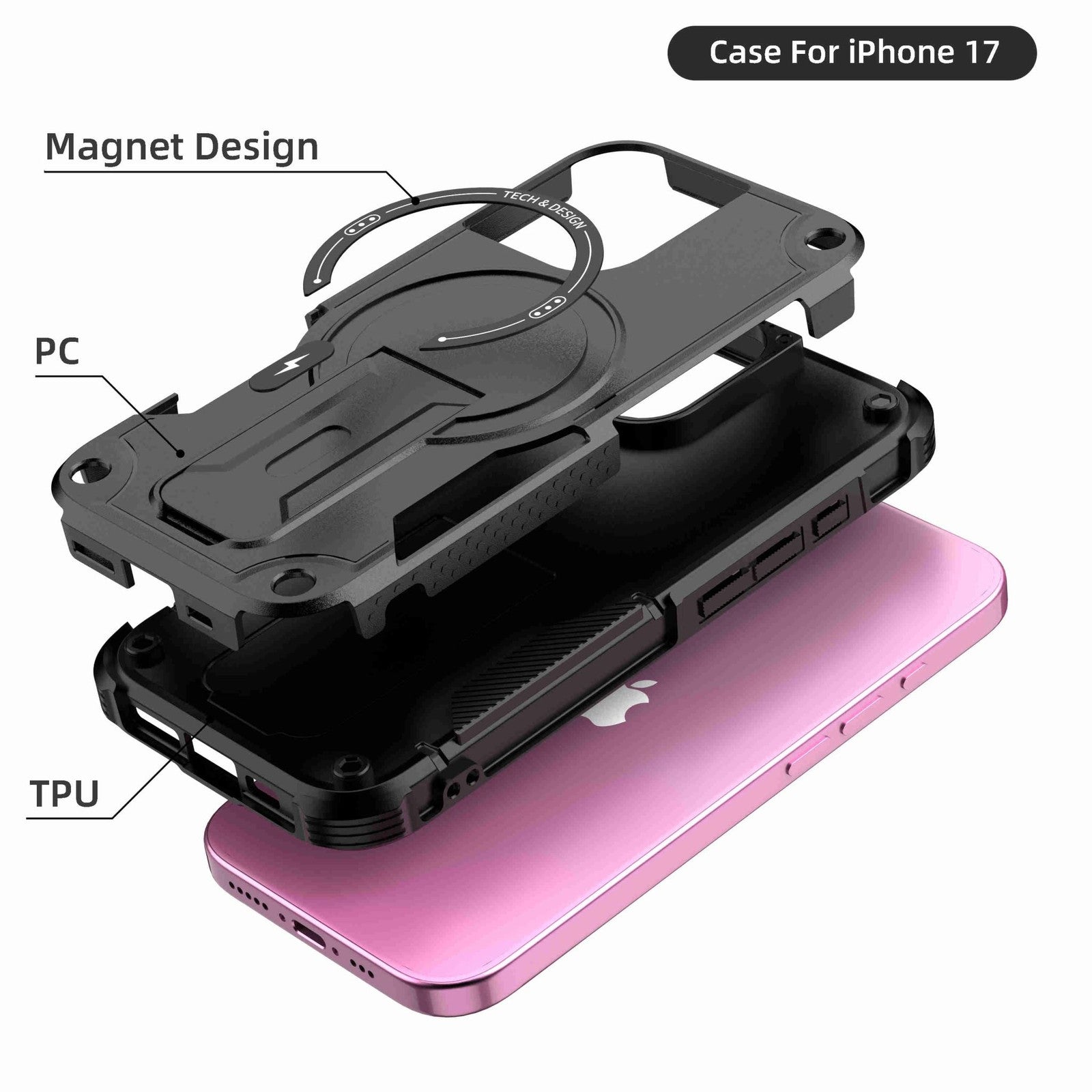 Magnetic Kickstand Magsafe Shock proof Bumper Case for iPhone 17