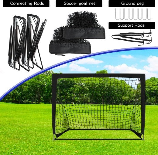2PCS Portable Kid Football Goals Pop Up Soccer Goals