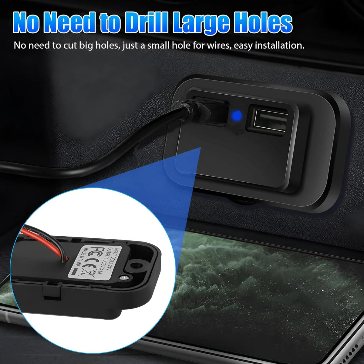 3.1A Dual USB Port Fast Charger Socket Power Camper Truck Motorcycle Boat Car RV