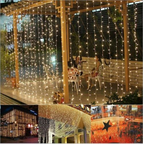 6X3M 600 Led Curtain Fairy String Lights Wedding Outdoor Christmas Garden Party