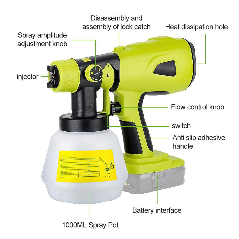 Cordless Spray Gun Airless Paint Sprayer For Ryobi 18V battery