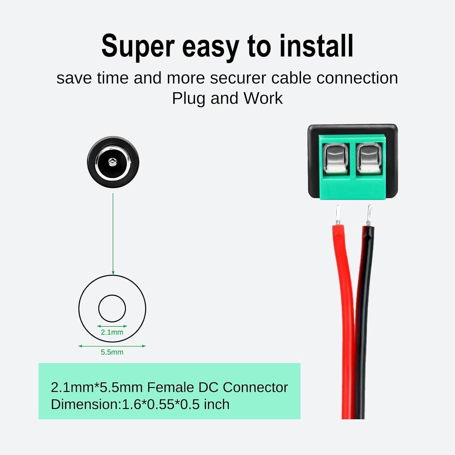 10x 12V Jack Connection 5050 3528 Led Strip Light Connector Power Supply Adapter
