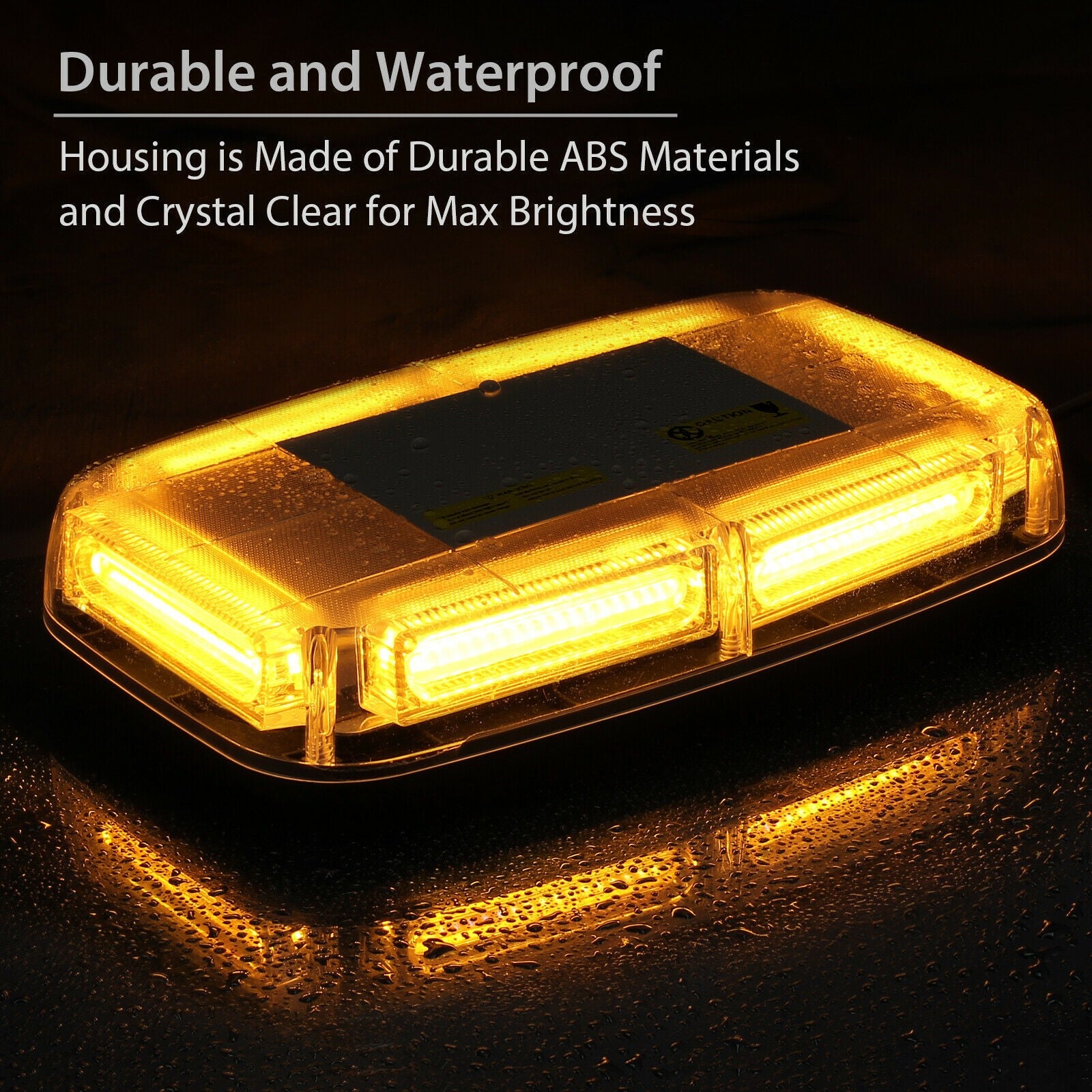 6-COB LED Beacon Flashing Magnetic Emergency Warning Strobe Amber Light 12/24V