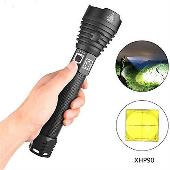 XHP90 3000LM Tactical 3 Mode Zoom Flashlight LED Hunting Torch