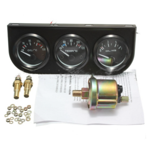 2'' 52mm Chrome Car Triple Gauge Set Kit