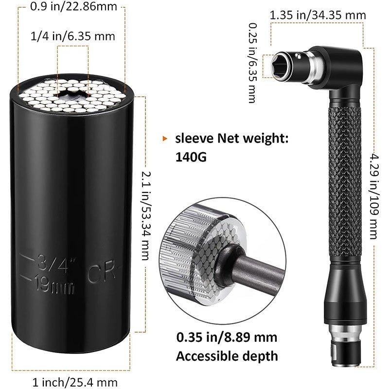 31Pcs Right Angle Extension Drill Adapter Attachment Impact Driver Hex Bit