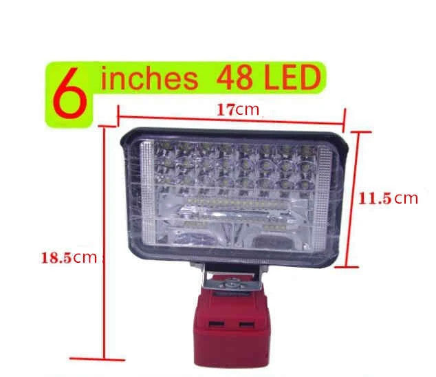 6 Inch Wireless LED Work Light Portable Flood Light Fit Milwaukee 18V Battery