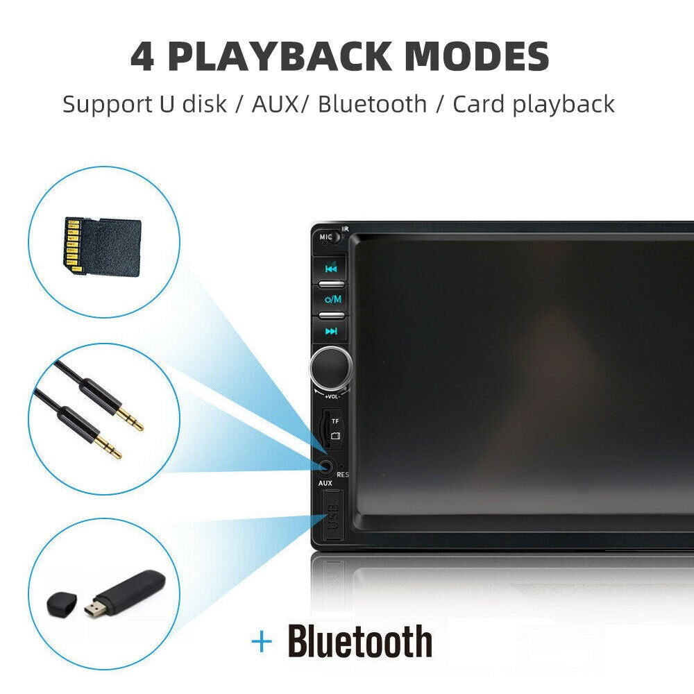7" Double 2 DIN Bluetooth Head Unit Car Stereo Touch Screen Radio FM/TF/USB/AUX