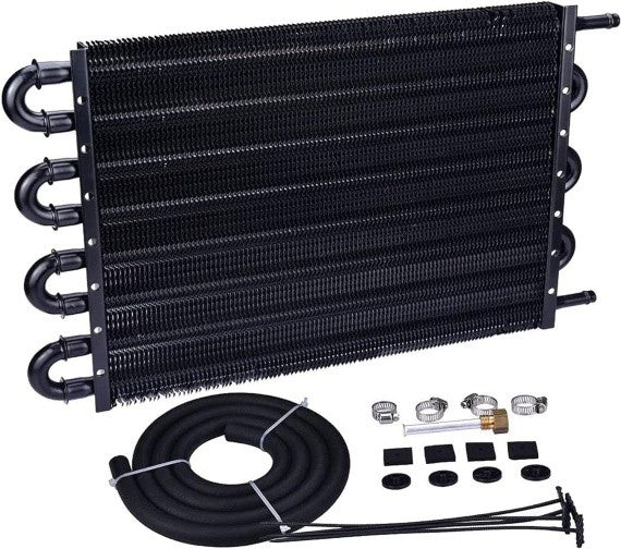 8 Pass Tube and Fin Transmission Cooler Universal 5/16" Oil Cooler Kit Aluminium