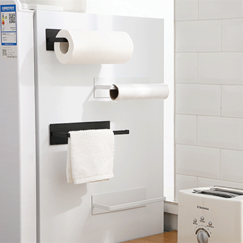 Black Paper Towel Holder Hanger Rack Kitchen Shelf Organizer Under Cabinet Roll Cup