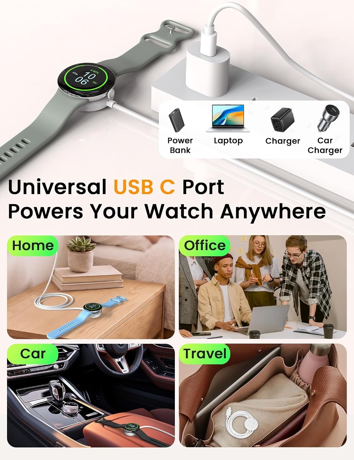 Magnetic USB-C Charger for Google Pixel Watch 2 3 Replacement Cable 1m
