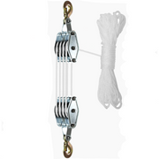 4-Wheel Metal Block Tackle Pulley System 20m