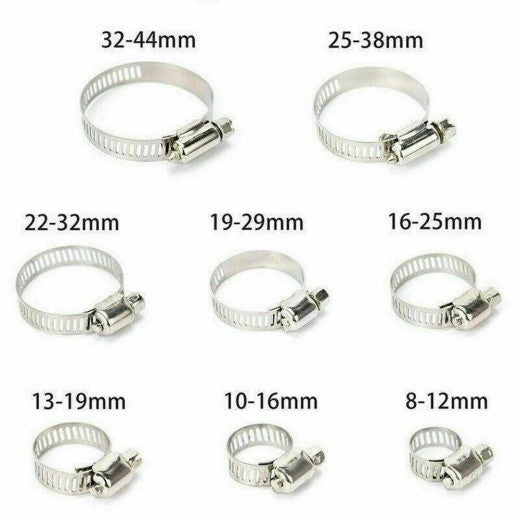 91pcs Stainless Steel Hose Clamps Clips Adjustable Range Worm Gear Pipe Clamp Kit