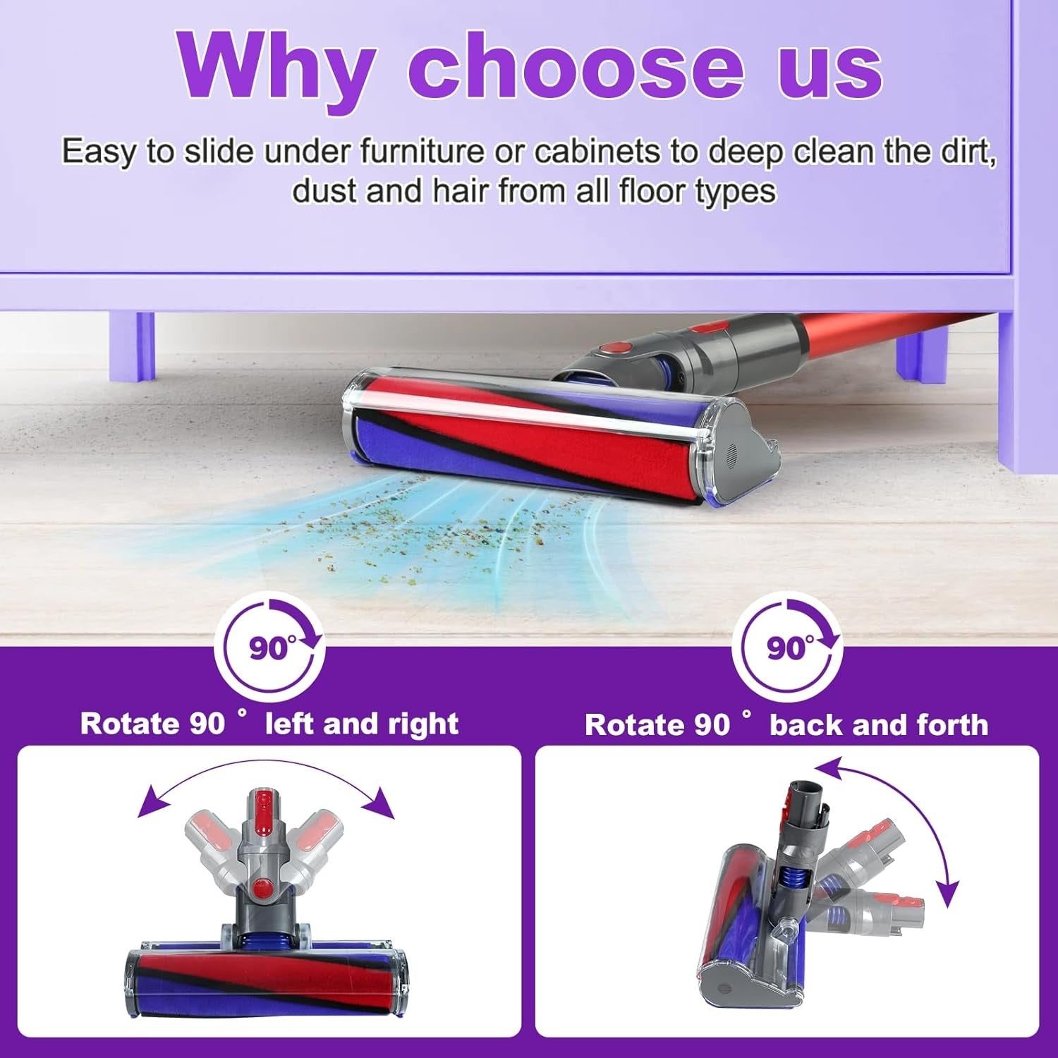 Soft Roller Cleaner Head Compatible with Dyson V10 V11 V15 V8 V7 Cordless Vacuum