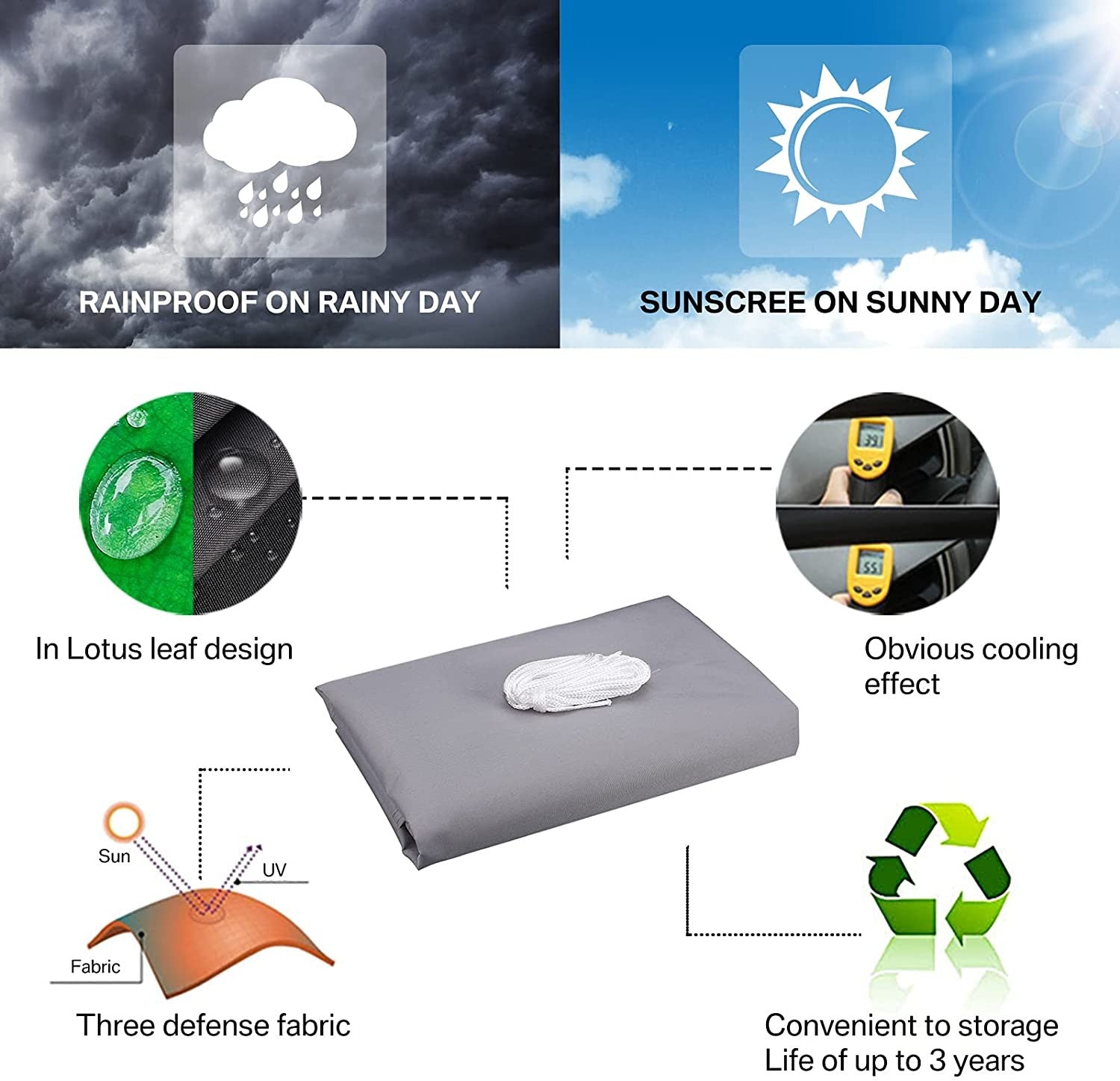 Sun Shade Sail Waterproof 3x3x3m