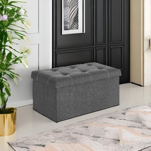 Folding Storage Ottoman Bench