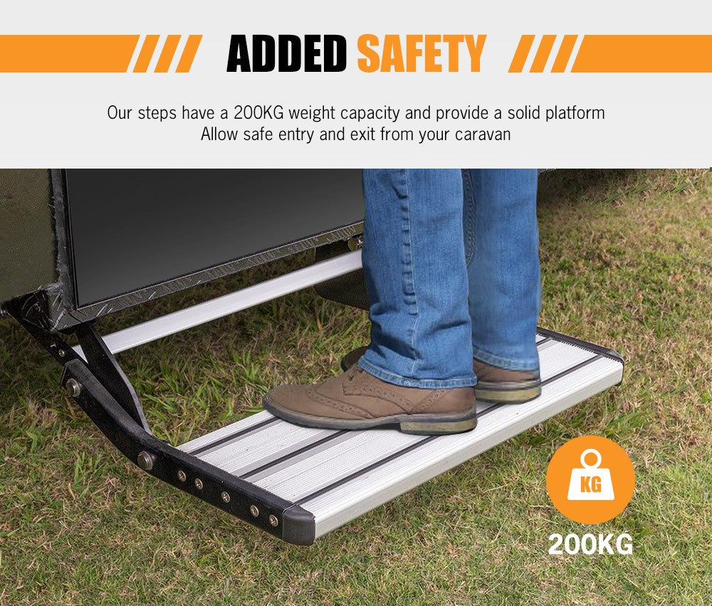 Caravan Step Aluminium Pull Out Folding Camper Trailer Motorhome RV