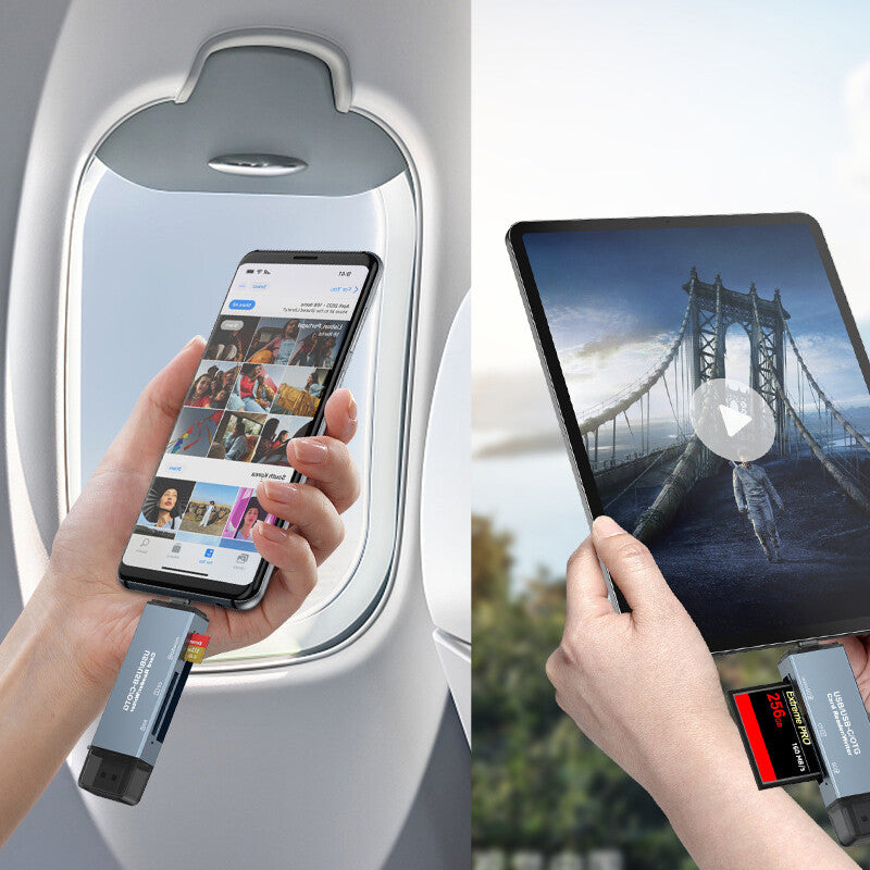 CF/SD/TF Card Reader USB-A & Type C Ports Card Adapter for Laptop MacBook Phone