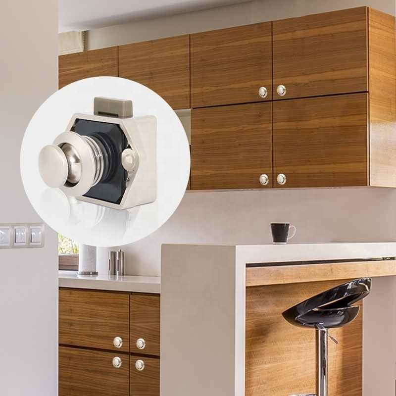 4x Push Button Drawer Cupboard Latch Catch Lock RV Caravan Cabinet Handle Knob