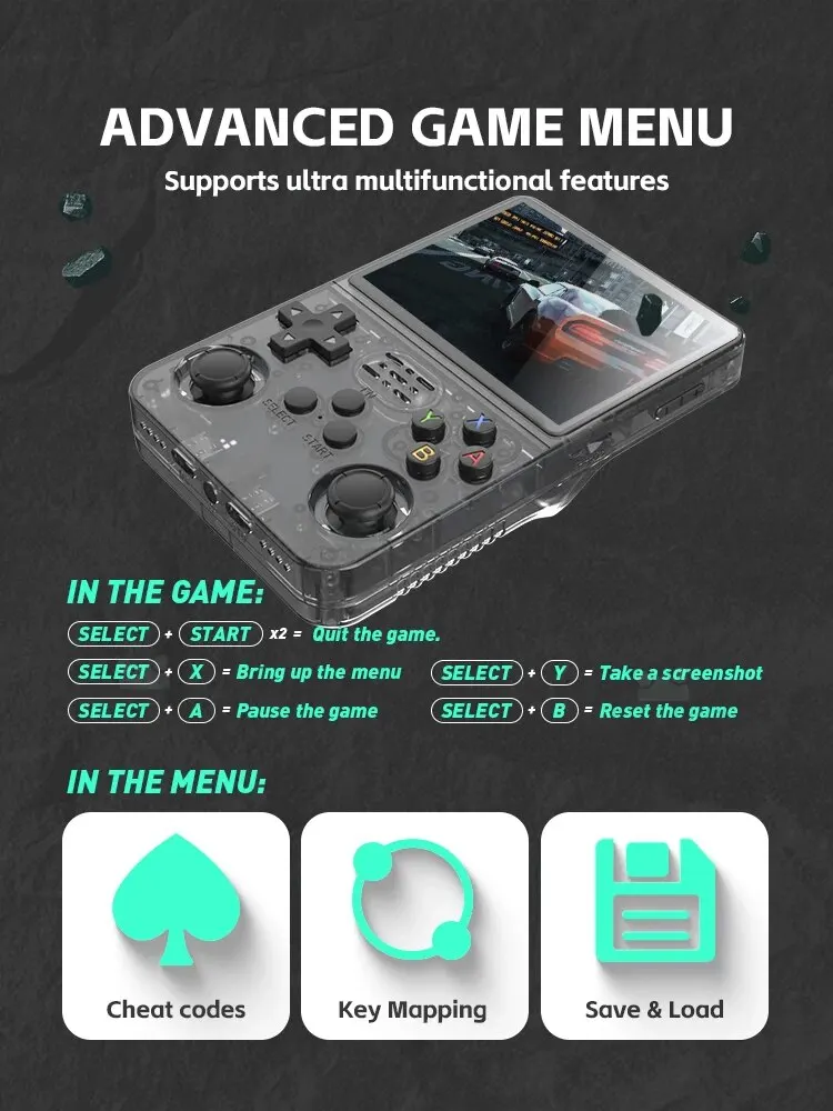 Handheld Game Console Retro Video Game with 128GB Game Card