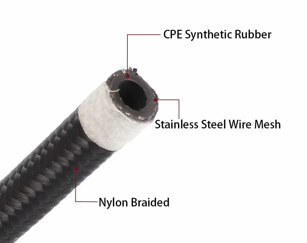 5M AN6-6AN Nylon Steel Braided Oil Fuel Line W/ Fitting Hose End Adapter Kit