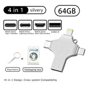 4-in-1 USB Flash Drive 64GB – Lightning, Type-C, Micro USB & USB 2.0