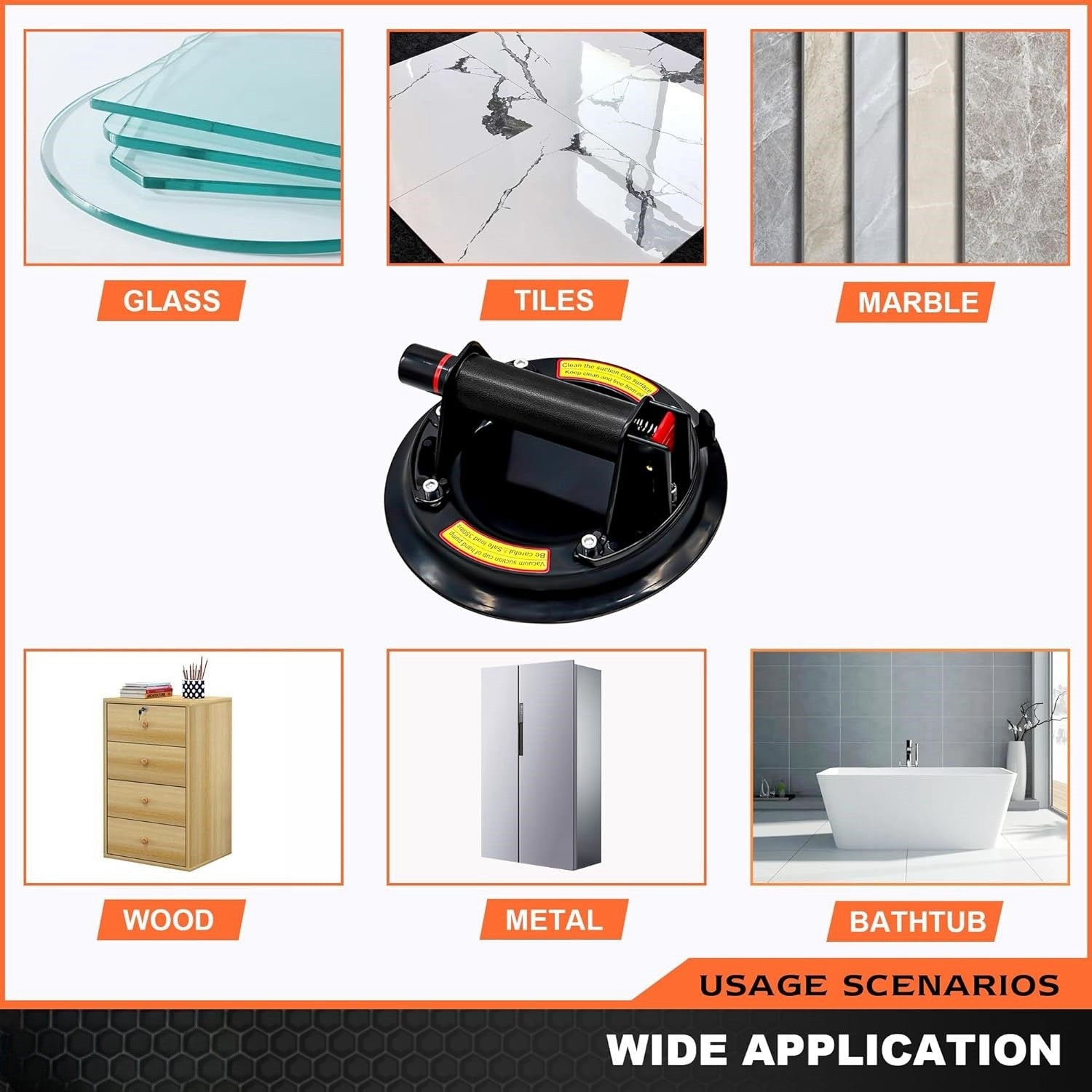 8" Vacuum Glass Suction Lifting Cup Glass Lifter w/ Case