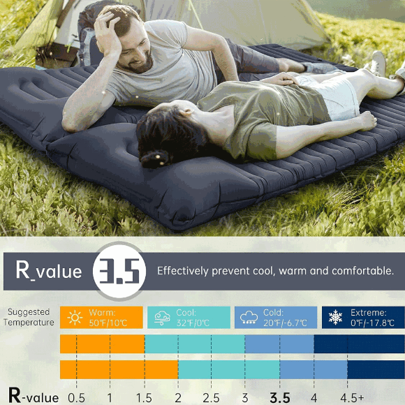 10CM Thick Self-Inflating Sleeping Pad Camping Mat with Pillow