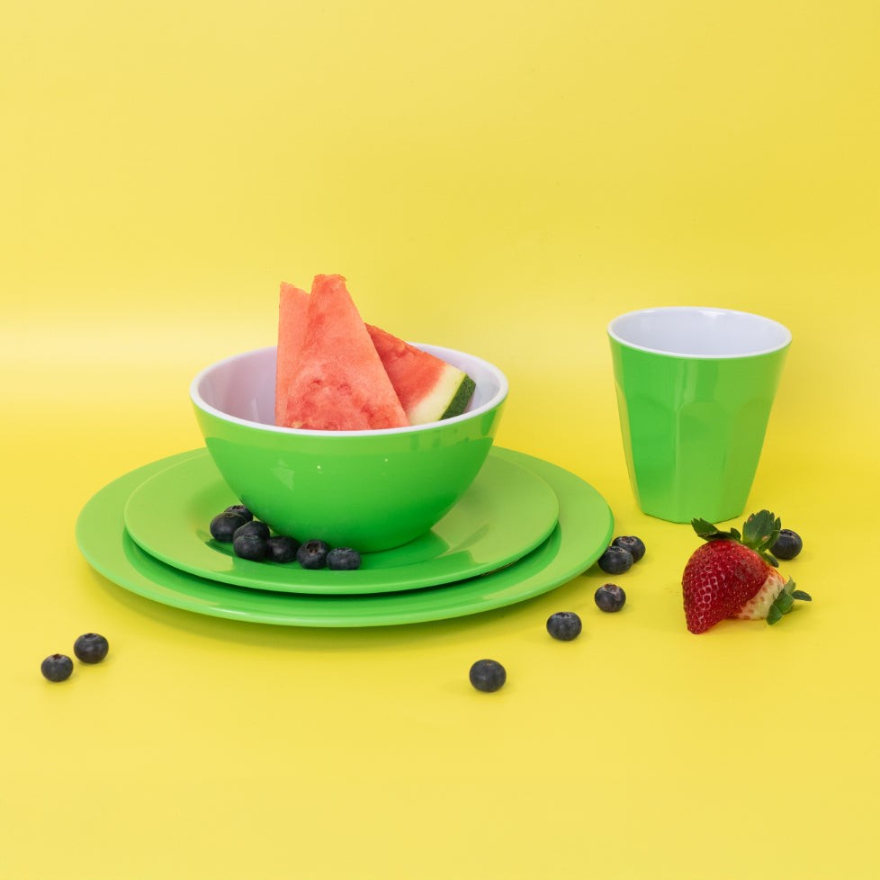 Melamine Bowls Set, Green Melamine Cereal/Soup/Salad Bowls, Set of 6