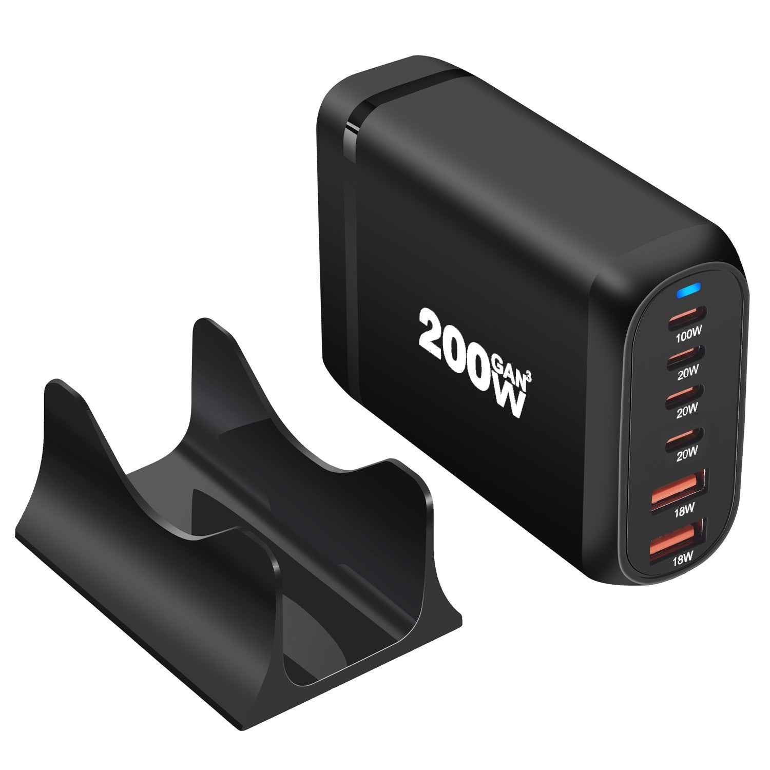 200W USB Type C Charger, 6 Ports Fast Charging Station GaN III PD QC Desktop