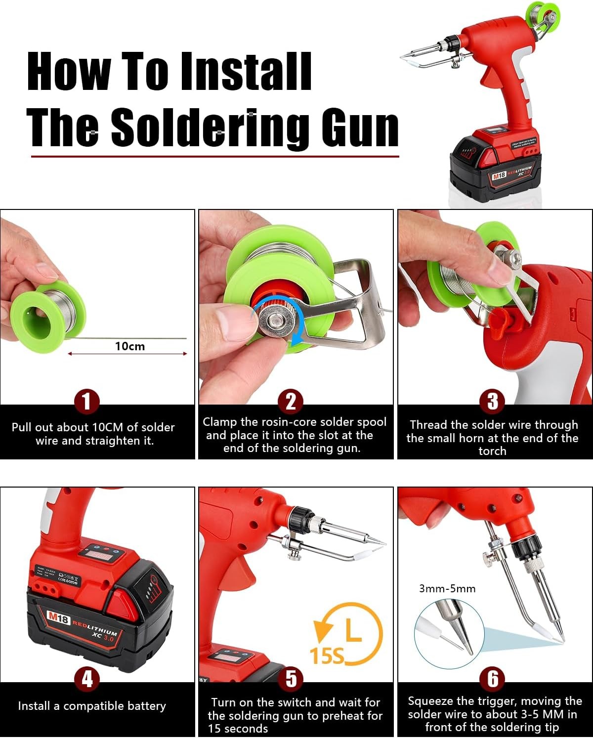 Soldering Iron Gun for Milwaukee 18V Battery Cordless Soldering Iron Kit 75W