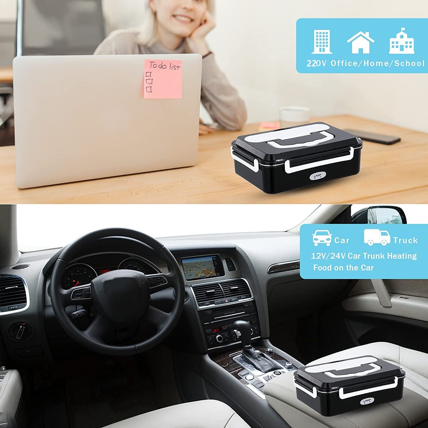12V 24V 240V Electric Lunch Box Food Heater Heating Lunchbox Food Warmer for Car