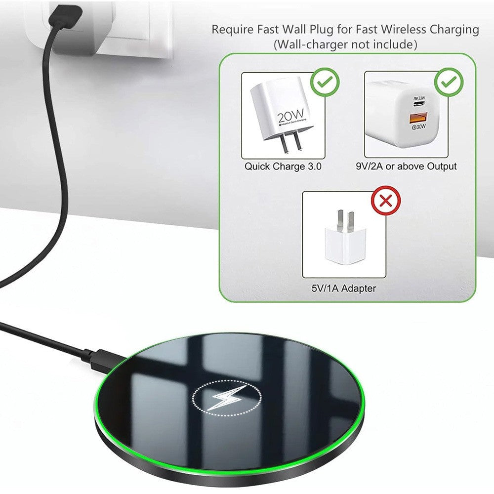 Wireless Charger 15W Fast Charging Non Slip Rubber Ring Desktop Charging Pad