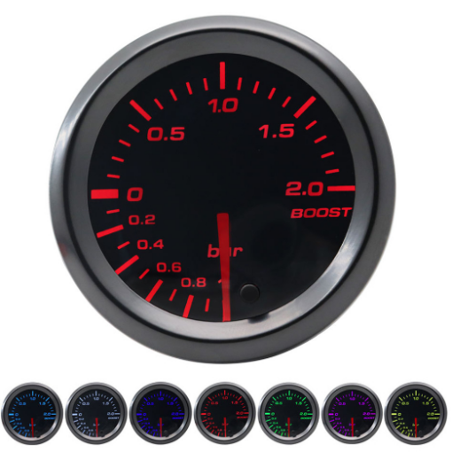 52mm Tinted 7 Turbo Boost Gauge 7 Color LED Display
