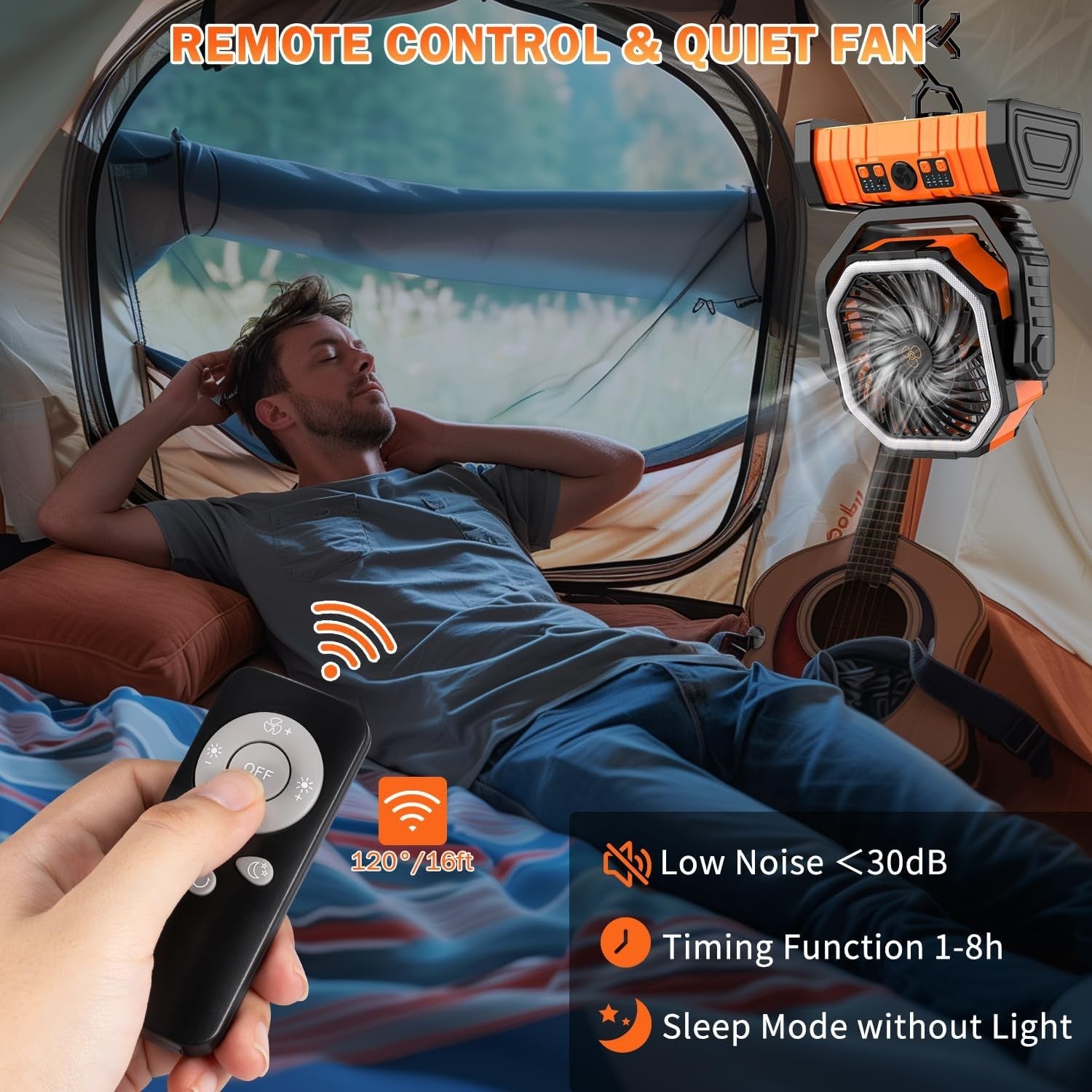 LED Camping Fan 20000mAh Rechargeable Power Bank Remote