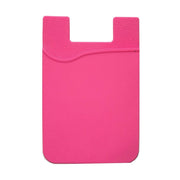 Fushia Silicone Credit Card Holder Pocket Case Wallet Pouch Sticker Cellphone