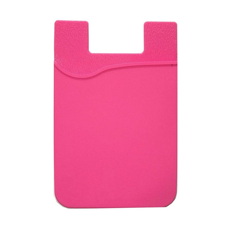 Fushia Silicone Credit Card Holder Pocket Case Wallet Pouch Sticker Cellphone