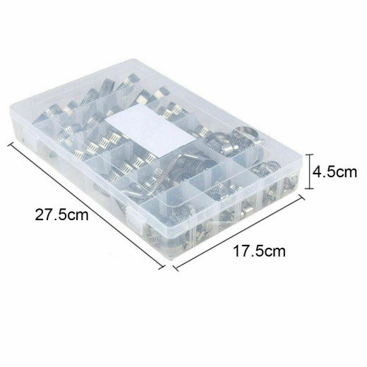 91pcs Stainless Steel Hose Clamps Clips Adjustable Range Worm Gear Pipe Clamp Kit