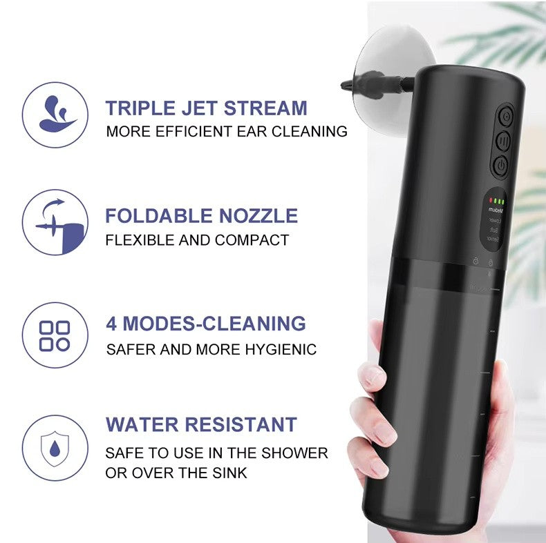 New 2nd Gen Water Powered Ear Cleaner 4 Modes 15 Nozzles Rechargeable