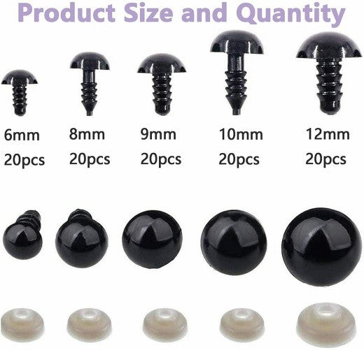 100Pcs Plastic Toy Screw Eyes Kit for Doll