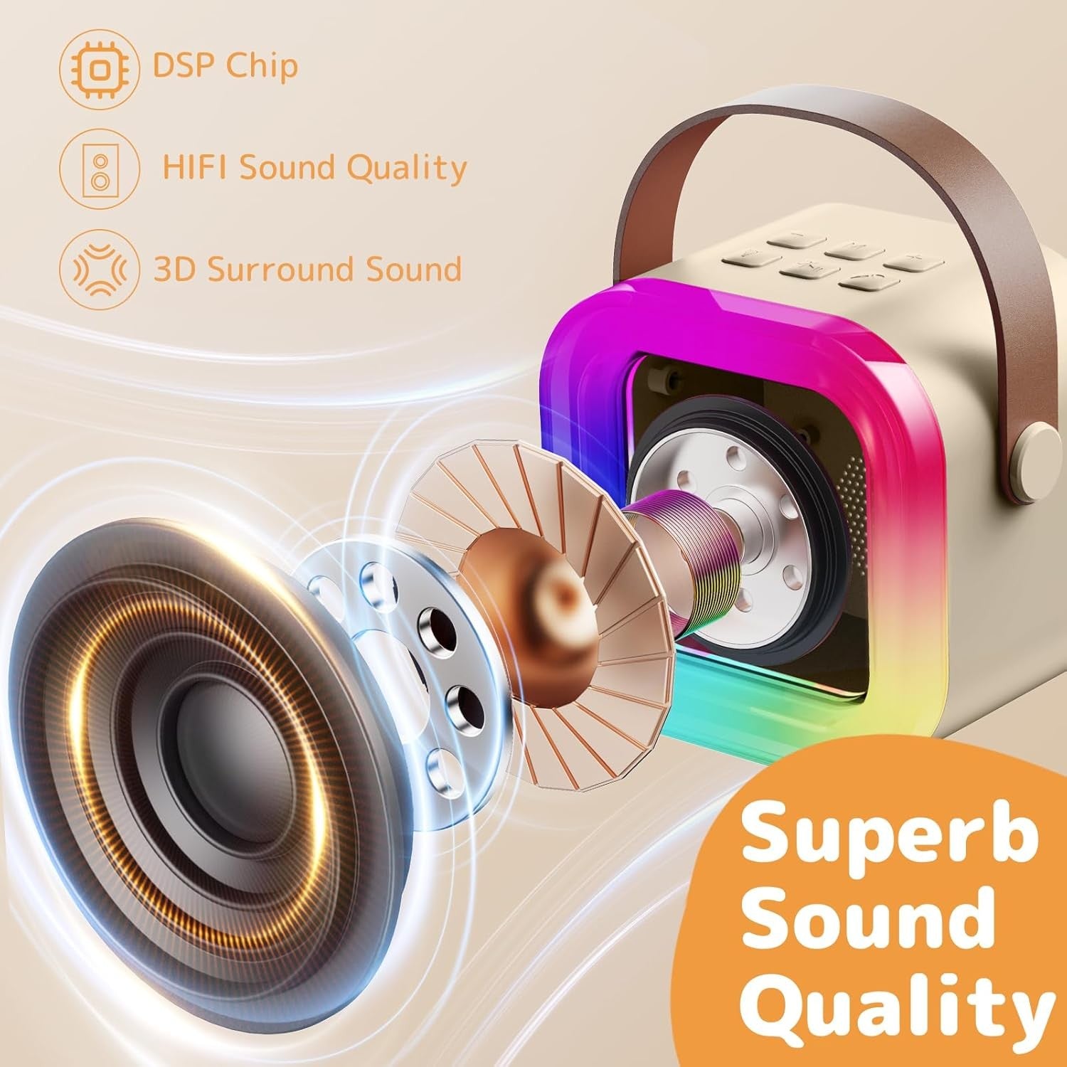 Karaoke Machine with 2 Microphones Bluetooth Speaker