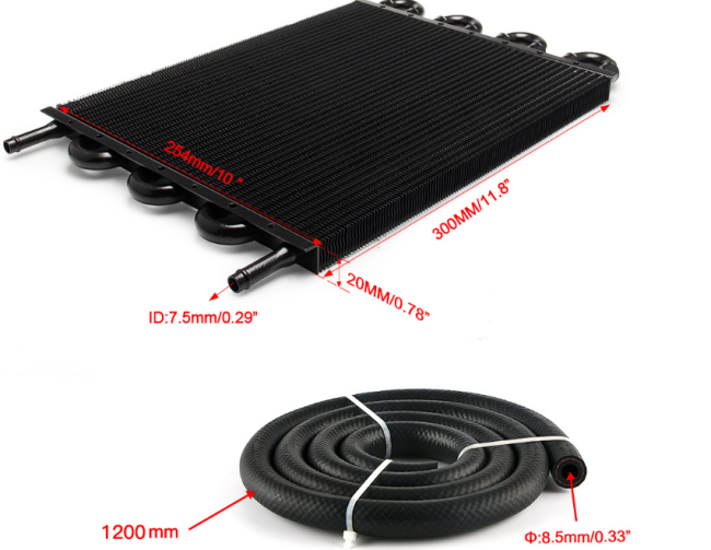 8 Pass Tube and Fin Transmission Cooler Universal 5/16" Oil Cooler Kit Aluminium