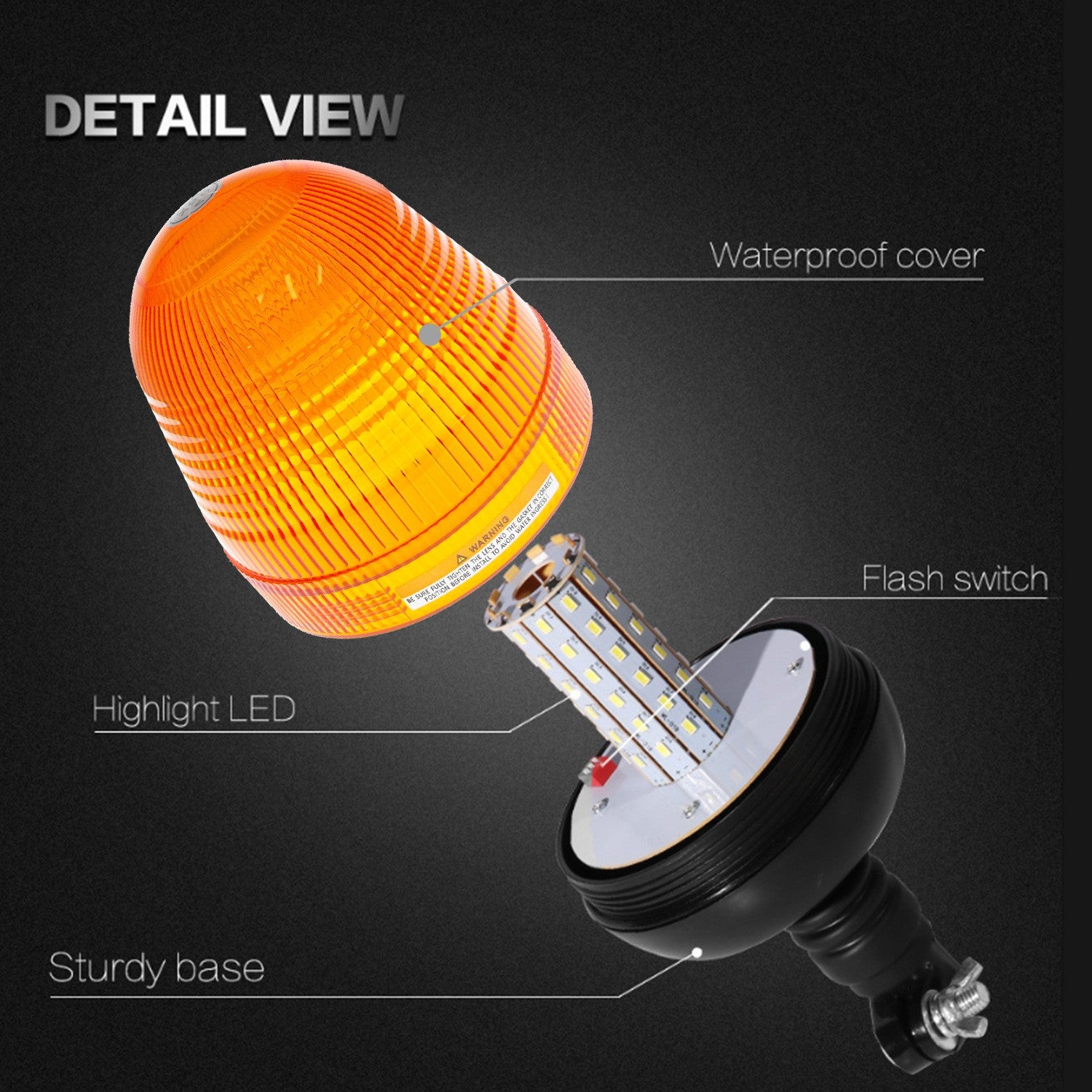 LED Emergency Flashing Amber Rotating Beacon Strobe Lights for Tractor 12v/24v