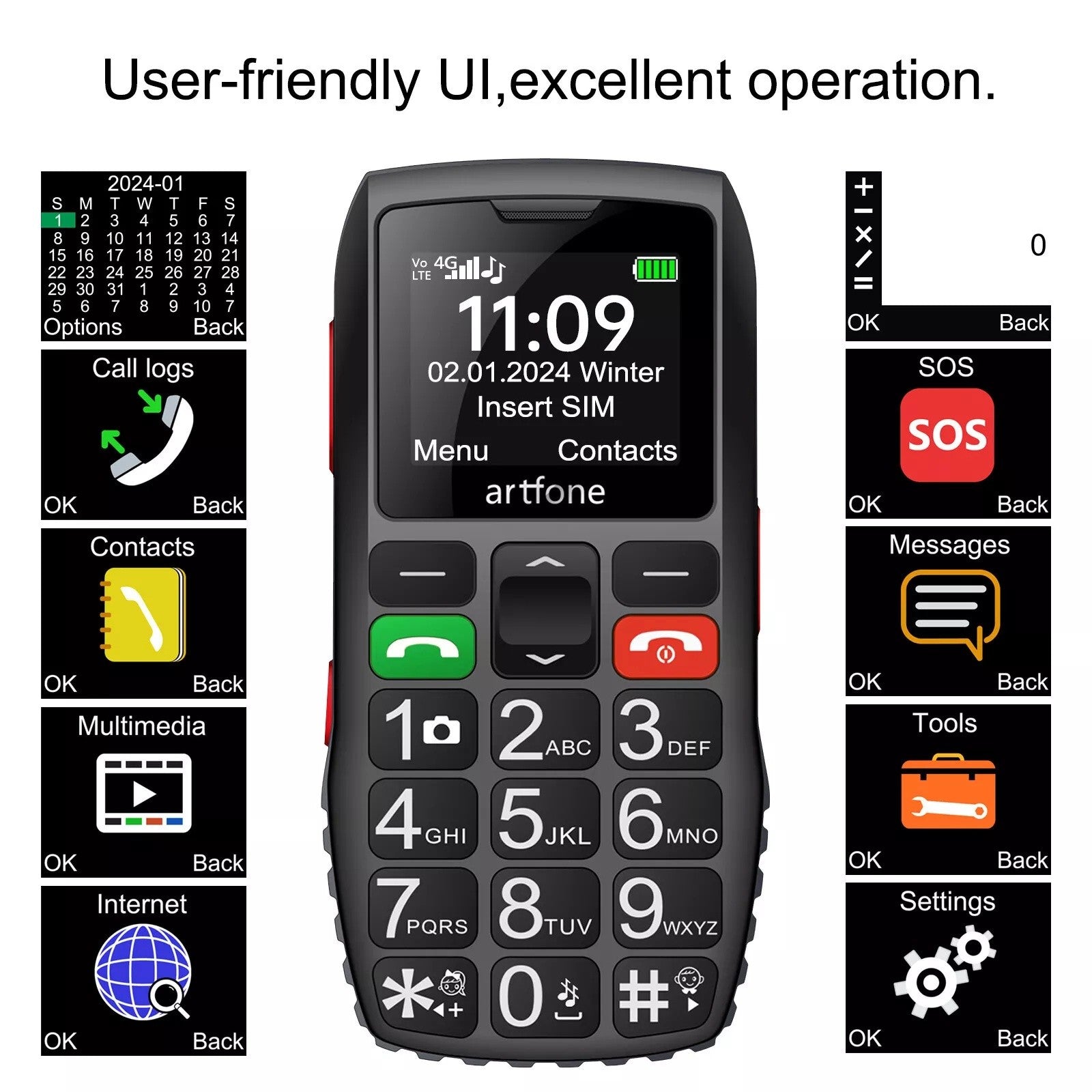 4G Big Button Senior Mobile Phone for Elderly