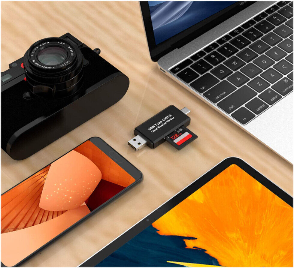 CF/SD/TF Card Reader USB-A & Type C Ports Card Adapter for Laptop MacBook Phone