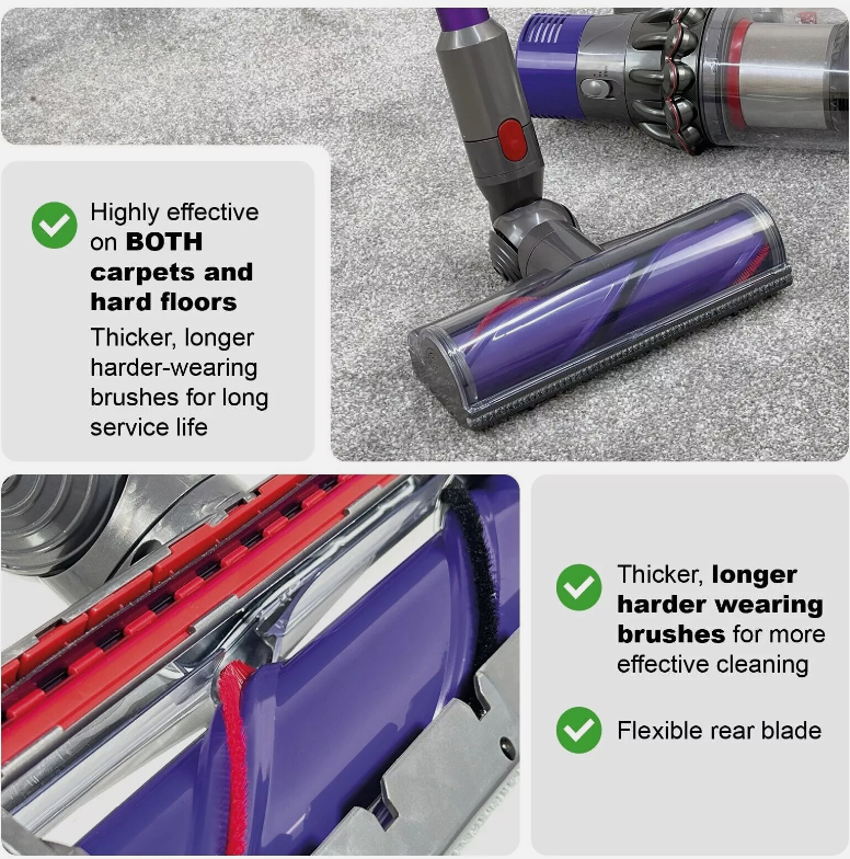 Direct Drive Brush Head Motorhead Cleaner Head for Dyson V7 V8 V10 V11 V15 SV12