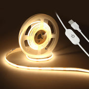 1/2M Dimmable Warm White/ Cool White/ Natural White USB COB LED Strip Lights 5V Touch Switch TV Backlight Flexible Strip