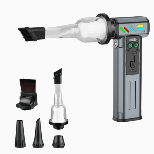 2in1 Cordless Air Duster Blower Mini Vacuum Stepless Speed Turbo Fan with LED Light