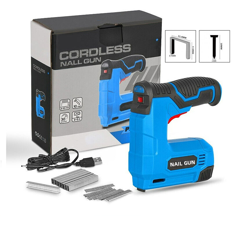 2 in 1 Rechargeable Cordless Electric Stapler Tacker Nail Gun Staples Nails