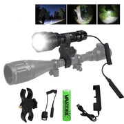 Tactical White Flashlight Hunting Torch Light Camping Lamp Scope Gun Mount